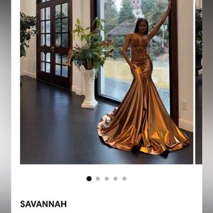 Bronze mermaid prom dress